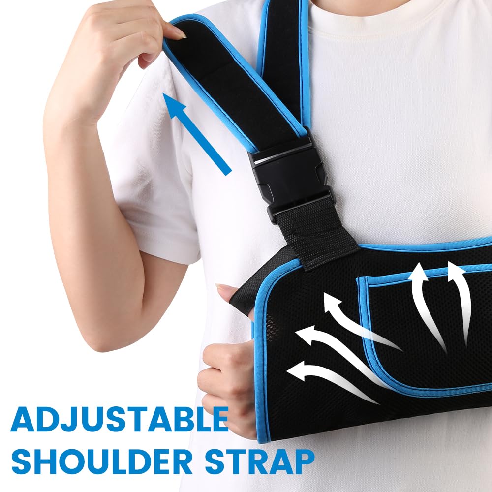 Arm Sling Shoulder Immobilizer for Men and Women, Adjustable Rotator Cuff Support Brace, Fit Left or Right, Comfortable Medical Slings for Elbow and Wrist Injury, Forearm Fracture, Surgery Recovery