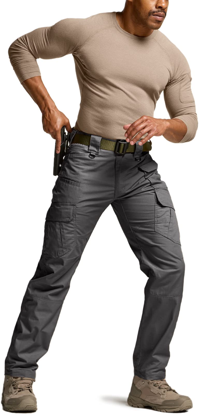 CQR Men's Tactical Pants, Water Resistant Ripstop Cargo Pants, Lightweight EDC Work Hiking Pants, Outdoor Apparel, Duratex Mag Pocket Charcoal, 40W x 32L
