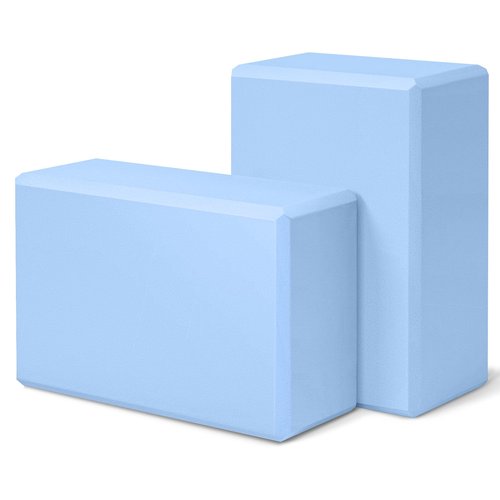 Yoga Blocks 2 Pack 9"x6"x3" High Density & Non Slip Dance Blocks for Stretching and Toning, Fitness Accessories for Stability & Balance (Light Blue)
