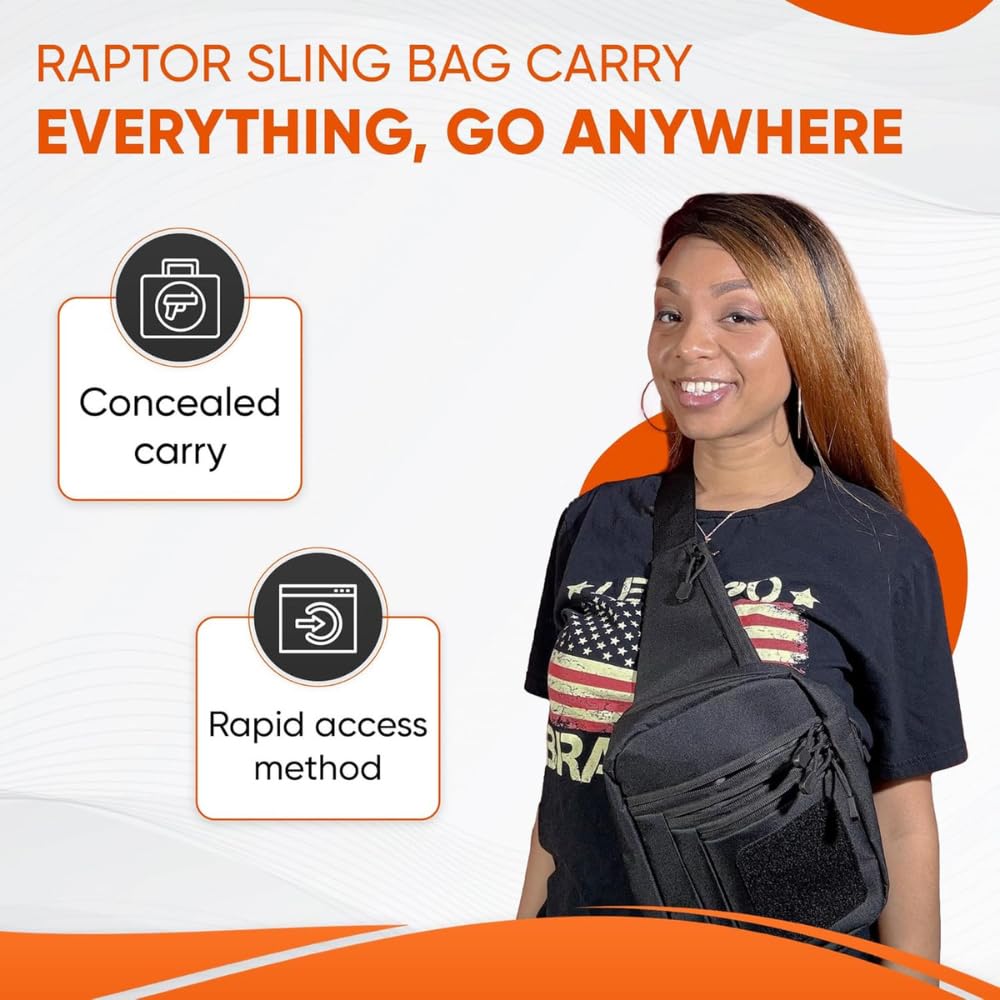 DINOSAURIZED Raptor Sling Bag Right Hand Tactical EDC Pack with Holster