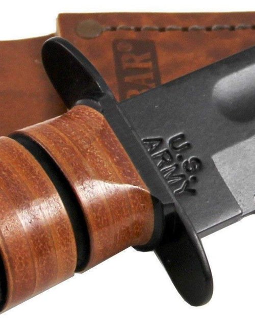Ka-Bar 1220 US Army Straight Edge Fighting/Utility Knife with Leather Sheath , Beige, 7" Blade