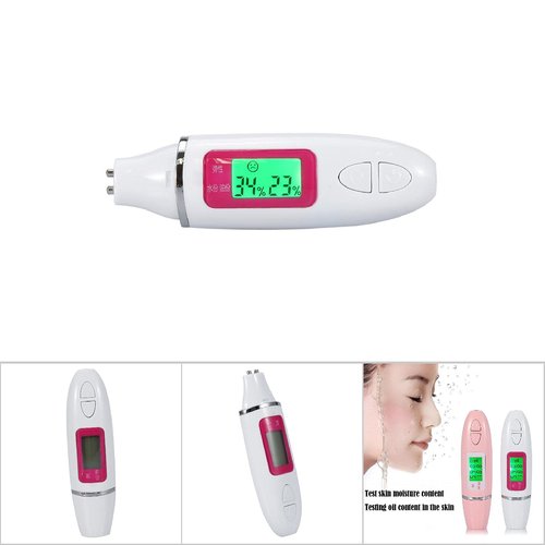 Facial Skin Tester, 2 Colors Digital LCD Display Precision Skin Sensor Tester Facial Water Oil Analyzer (White)