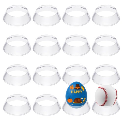 FdcLixuvol 16 Pcs Acrylic Baseball Stand, 1.34 Inch Clear Ring Ball Sphere Stand Egg Crystal Holder Display Stands for Soccer, Basketball, Football, Volleyball, Softball, Bowling Ball, Collections