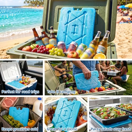 Large Reusable Ice Packs for Coolers - 13 x 10 inch, 6Lb, Set of 4