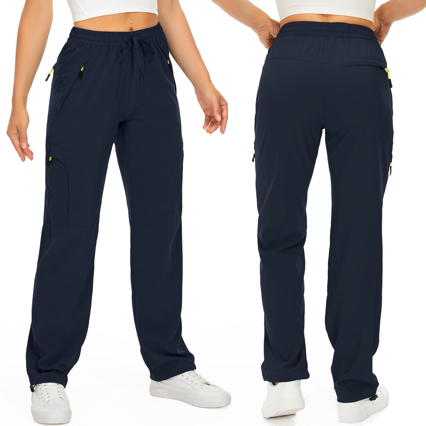 Womens Hiking Pants Quick Dry UPF 50 Lightweight Travel Golf Cargo Safari Pants Zipper Pockets,6608,Blue,Petite S
