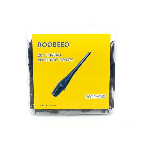 ROOBEEO 2BA Thread Plastic Tip Dart Points 300 Pack Soft Dart Tips Replacement Dart Accessories-Black