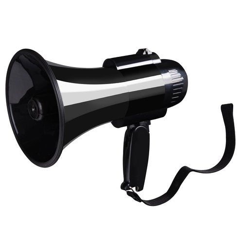 MyMealivos 30W Megaphone with Siren & 240s Record-Adjustable Vol Control Cover Up to 800 Yards Range Fit for Sport Games Cheerleading Coaches Event Organizers-Black