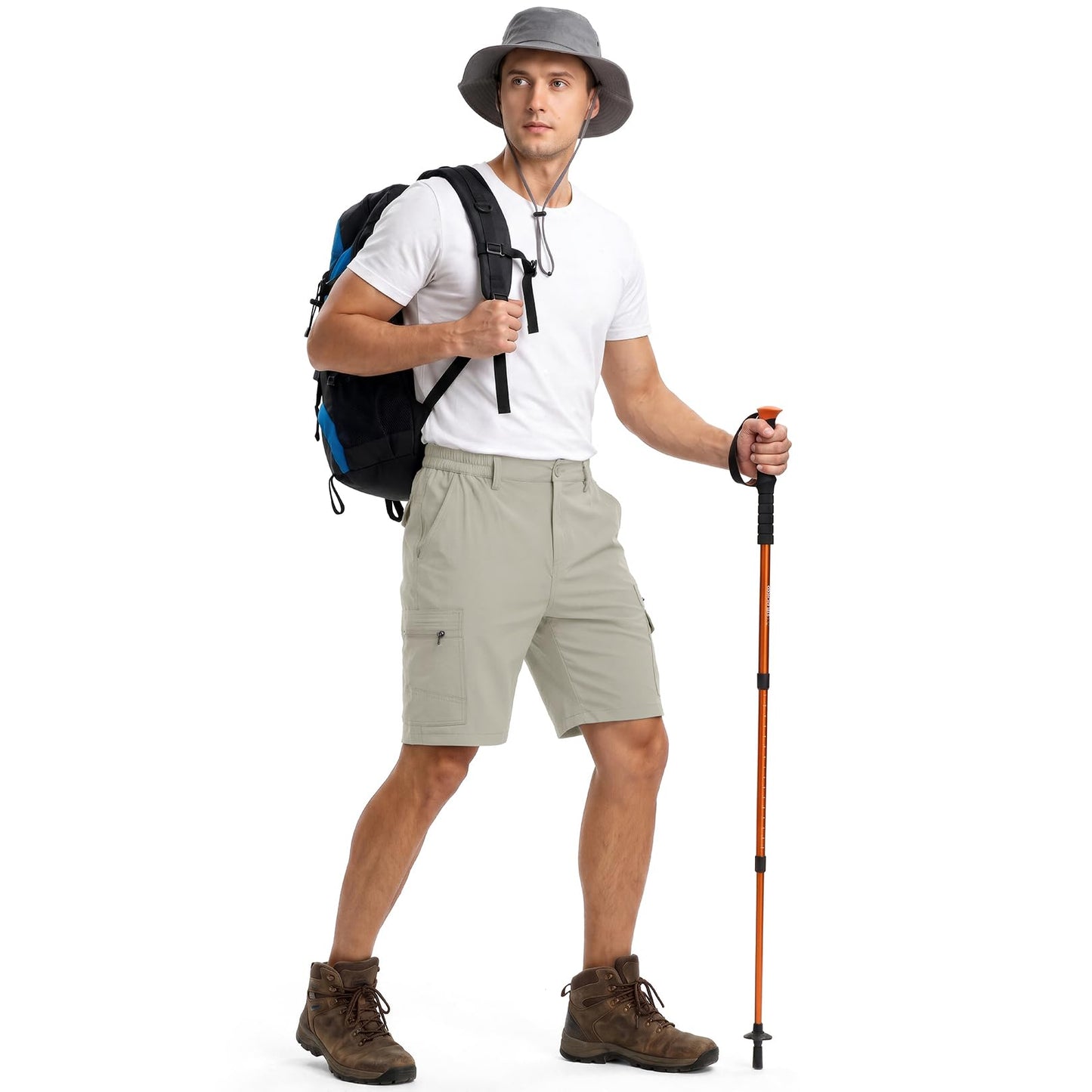 Jessie Kidden Mens Outdoor Casual Expandable Waist Lightweight Water Resistant Quick Dry Fishing Hiking Shorts (6222 Grey Green 29)