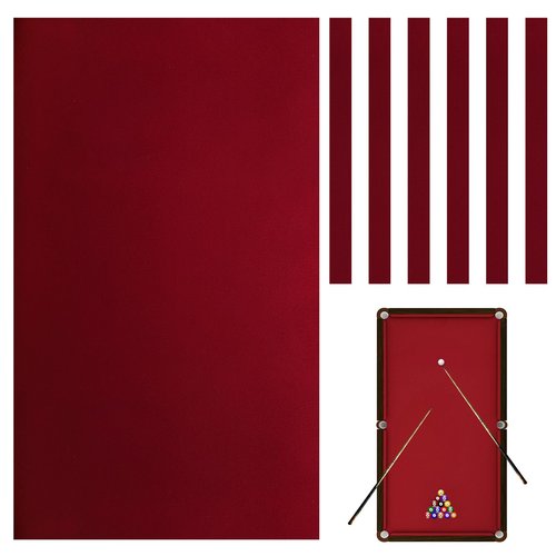 TOPZEA Billiard Cloth 8FT, Pre-Cut Pool Table Felt Replacement Kit with 6 Rail Cloth Strips for 8 Foot Tables, Billiards & Snooker Table Accessories, Indoor Sport Game, Red
