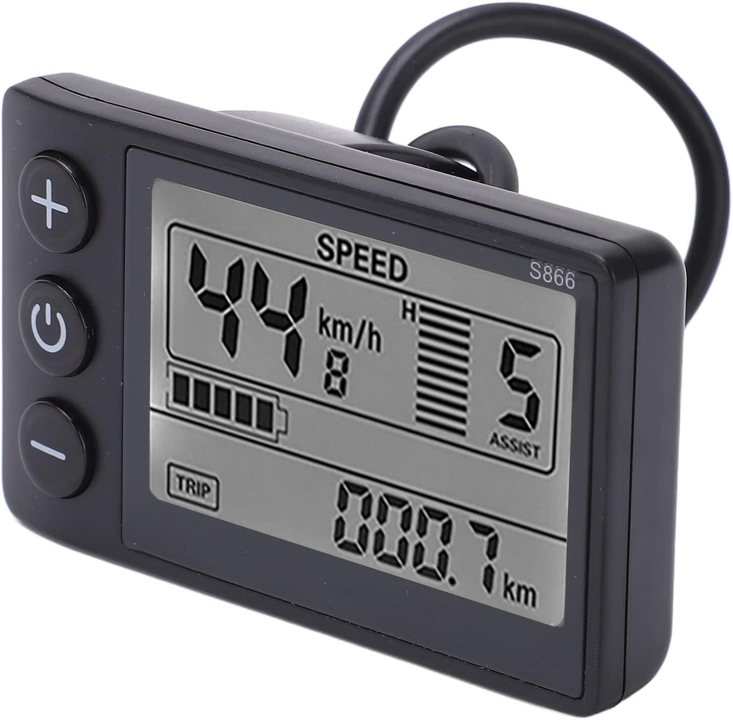 24V 36V 48V Electric Bicycle LCD Display, S866 Waterproof Electric LCD Display Control Panel Power Speed Meter for 22.2mm Electric Bike Handlebar E Bike Scooter Parts