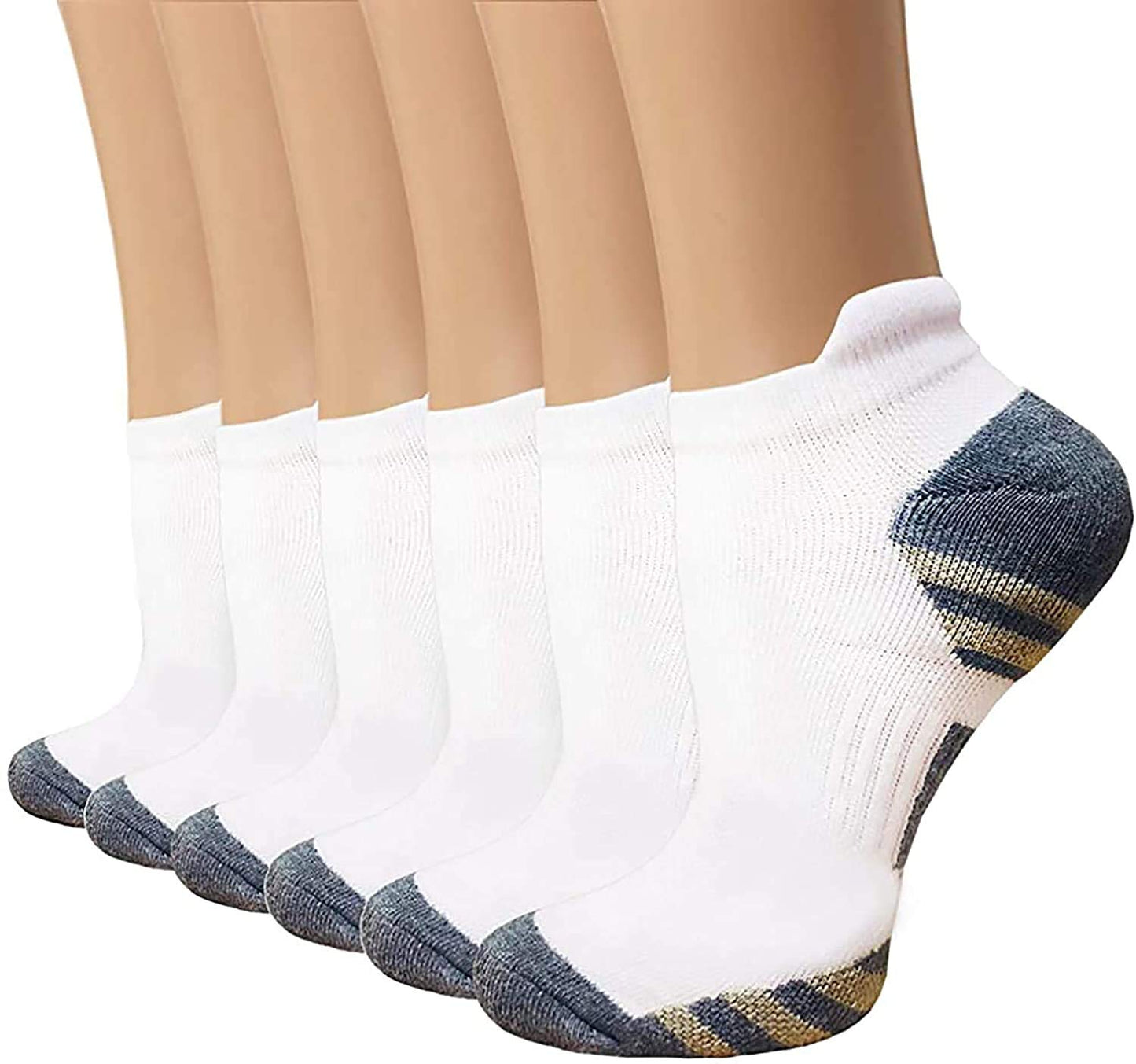 Sooverki Copper Plantar Fasciitis Running Compression Socks for Men & Women –6 Pairs Arch Support Ankle Socks for Athletic&Travel