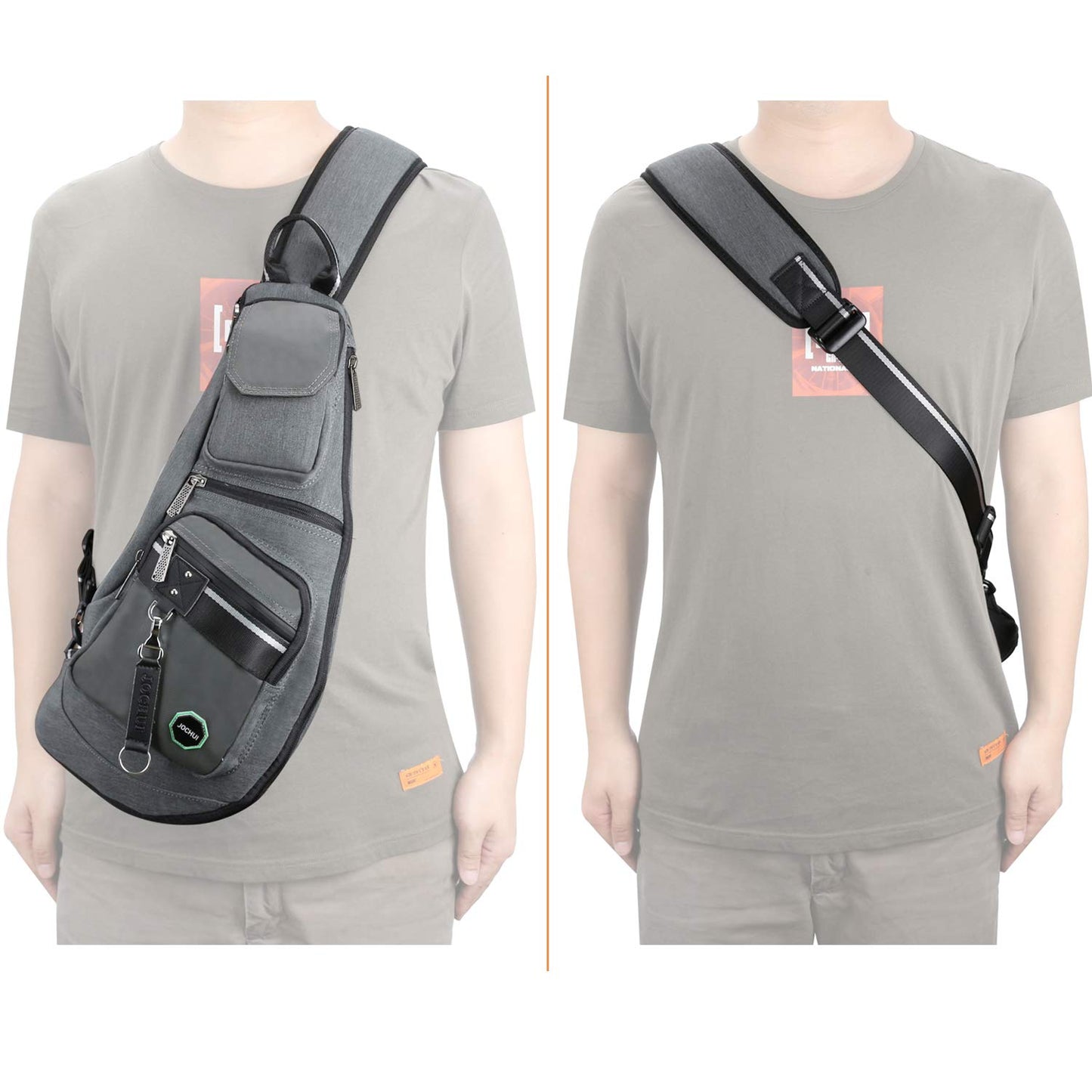 Kawei Knight Jochui Nylon Sling Bag Small Backpack Crossbody Bags Shoulder Bag Gray