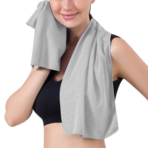 Cooling Towel (40"x 12"),Soft Breathable Chilly Towel Stay Cool for Yoga, Gym,Sport, Workout, Camping,Running, Fitness, Workout & More Activities(Grey)