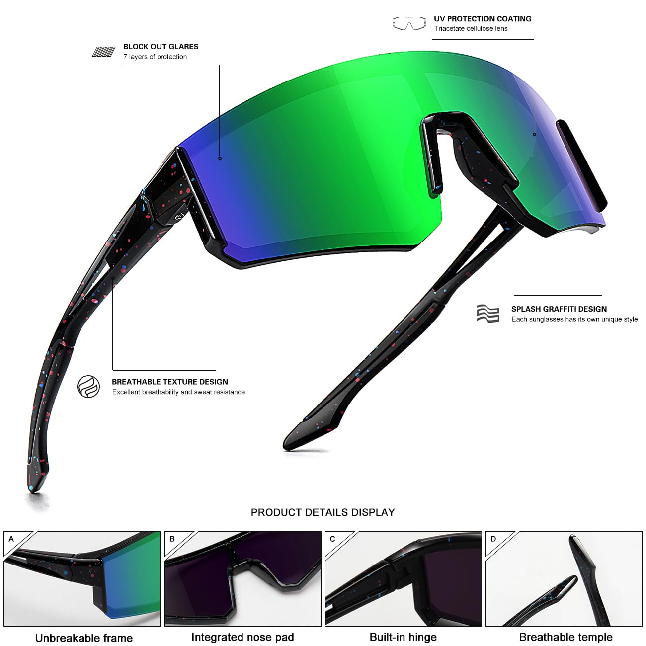 SEKKAF Youth Baseball Sunglasses for Boys Girls Age 6-12 Softball Cycling Sports Sunglasses for Kids Lightweight Frame