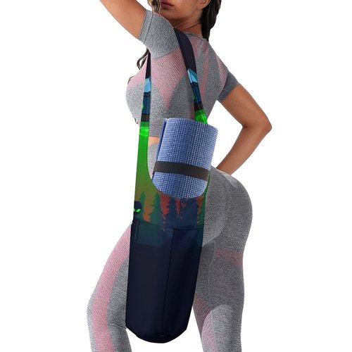 Aliens Spaceship at Night Lightweight Yoga Mat Bag with Pockets Portable Canvas Carrying Shoulder Bags for Women Men