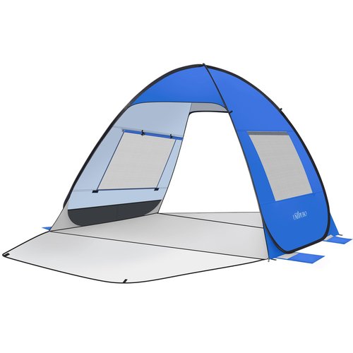 Pop Up Beach Tent UPF 50+ Shade Sun Shelter for 1-3 Persons Canopy Cabana with 2 Doors Easy Set Up Beach Umbrella(BU
