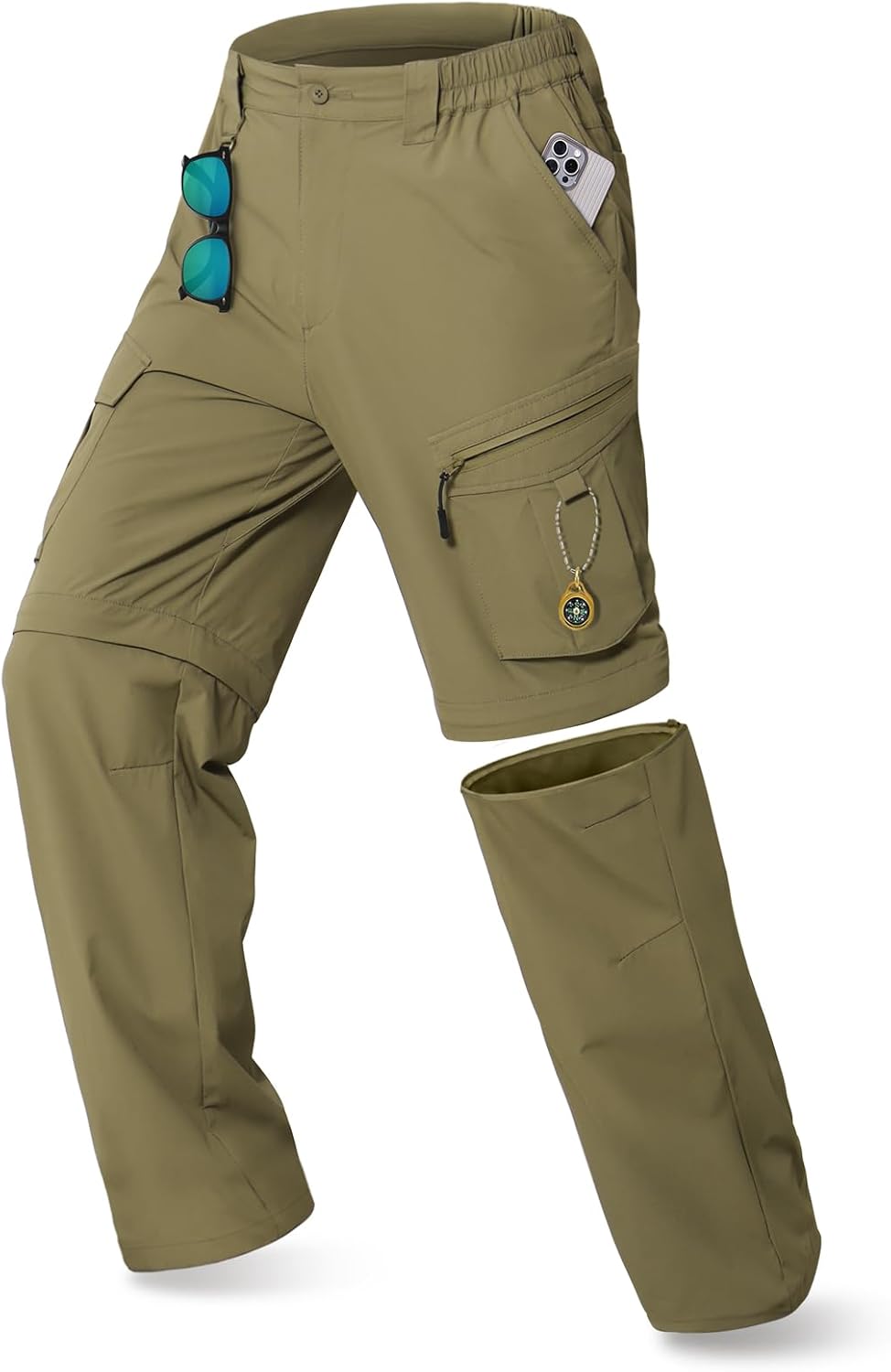IGOLUMON Mens Hiking Pants Convertible Quick Dry Cargo Pants Water Resistant Lightweight Zip Off Outdoor Pants with 6 Pockets