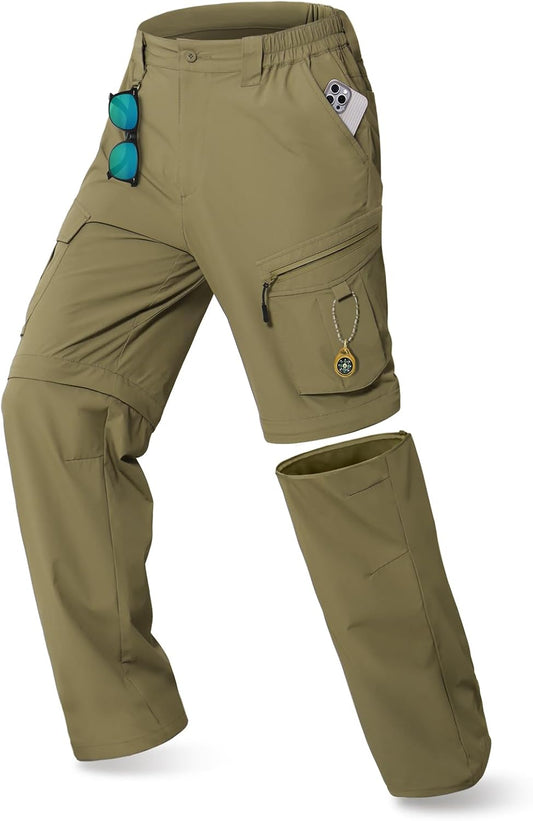 IGOLUMON Mens Hiking Pants Convertible Quick Dry Cargo Pants Water Resistant Lightweight Zip Off Outdoor Pants with 6 Pockets