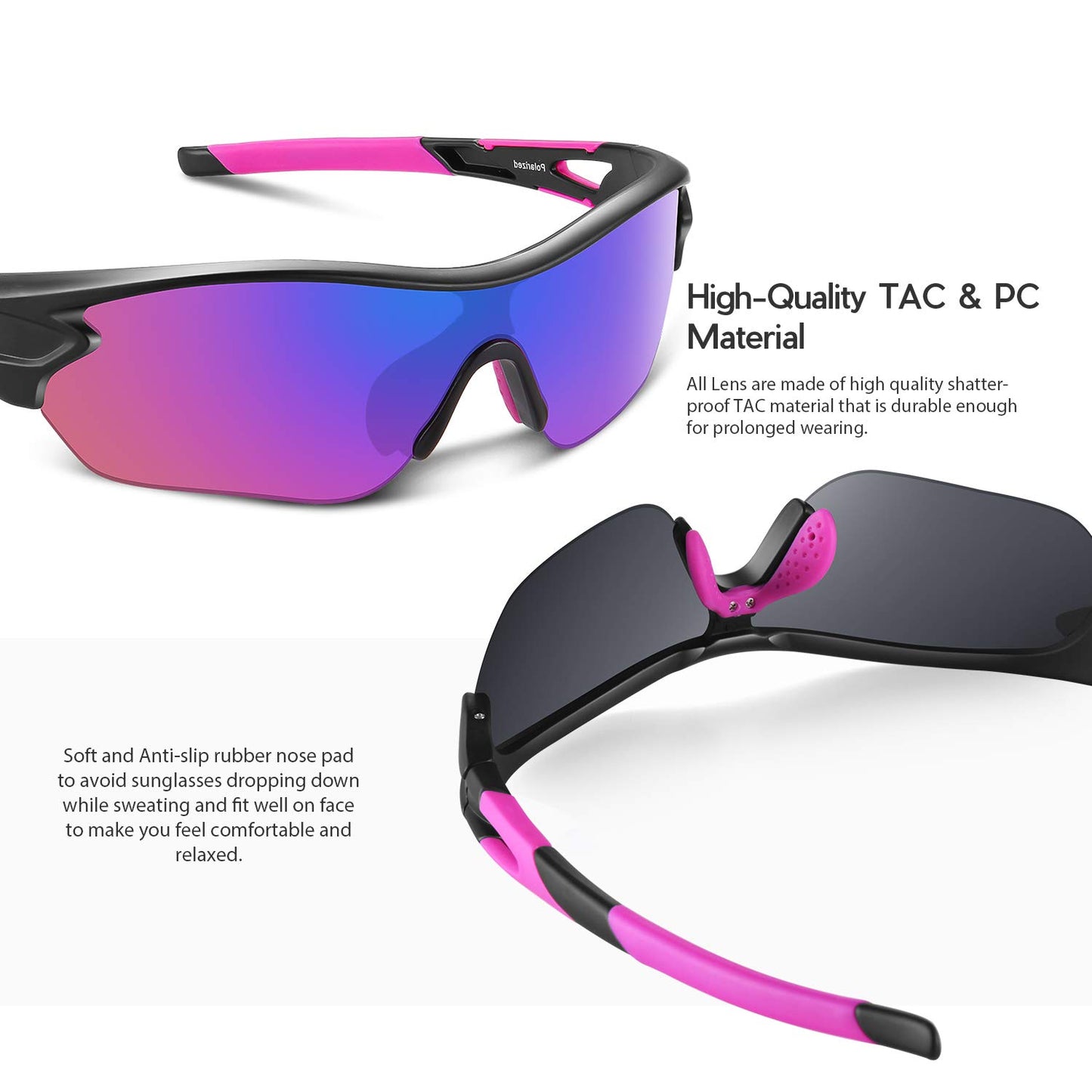 BEACOOL Polarized Sports Sunglasses for Men Women Youth Baseball Cycling Running Driving Fishing Golf Motorcycle TAC Glasses