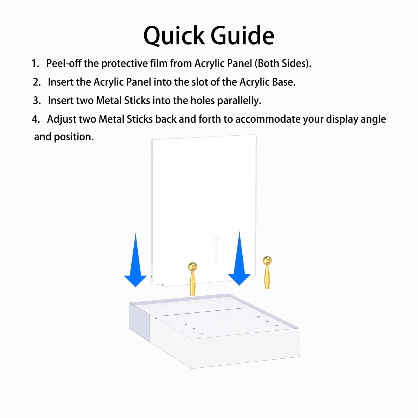 UoYeet Acrylic Easel Display Stand with Adjustable Gold-Toned Hardware for Pictures, Crystal Clear Acrylic Stand with Floating Appearance for Cookbook, Invitation and Plates