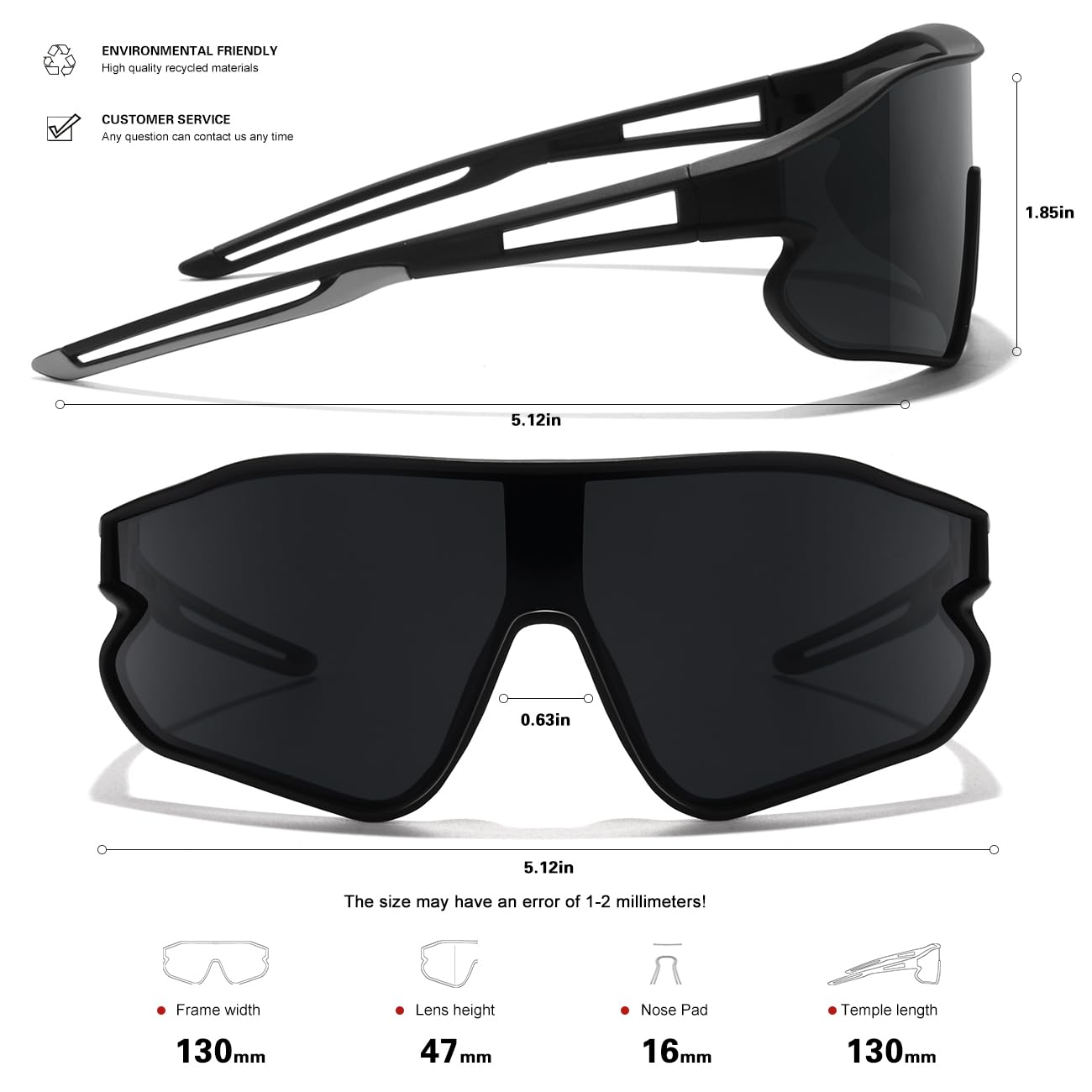 SEKKAF Kids Sunglasses, Youth Baseball Sunglasses Polarized Sports Cycling Shades for Boys Girls Lightweight Frame