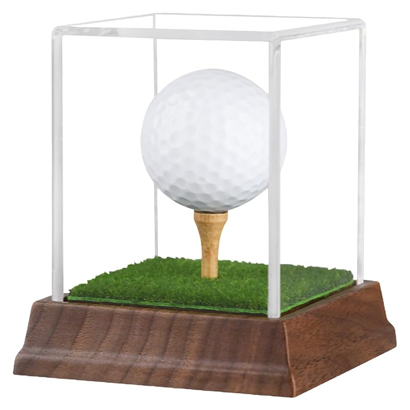 Hole In One Golf Ball Display Case with Walnut Base and UV-Protected Acrylic Cube - 1 Ball