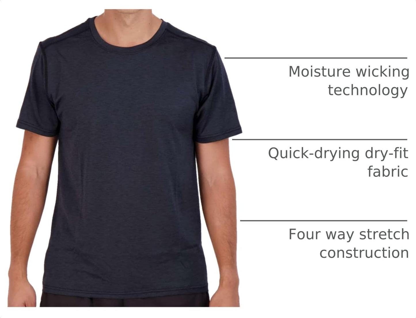 Real Essentials 5 Pack: Men's Dry-Fit Short Sleeve Crew Neck T Shirts Fitness Running Gym Workout Cool Exercise Athletic Tee, Set 10, 3X-Large