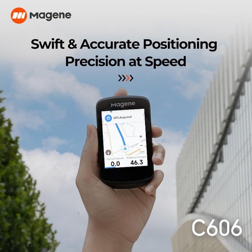 Magene C606 Smart Navigation GPS Bike Computer with Offline Map, 2.8-inch Color Touchscreen, WiFi & Bluetooth Cycling Computer, 11 Languages, IPX7 Waterproof