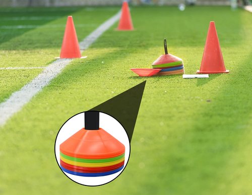 RUBY.Q 50/100/200pcs Disc Cones, Soccer Cones, Basketball Cones with Carry Bag and Holder, Football, Soccer, Basketball Training Equipment, 5 Color