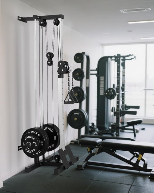 Wall Mount Cable Station, Cable Crossover Machine with 18 Adjustable Positions,LAT Pulldown Machines with Dual Pulley System, Fitness Equipment for Home Gym