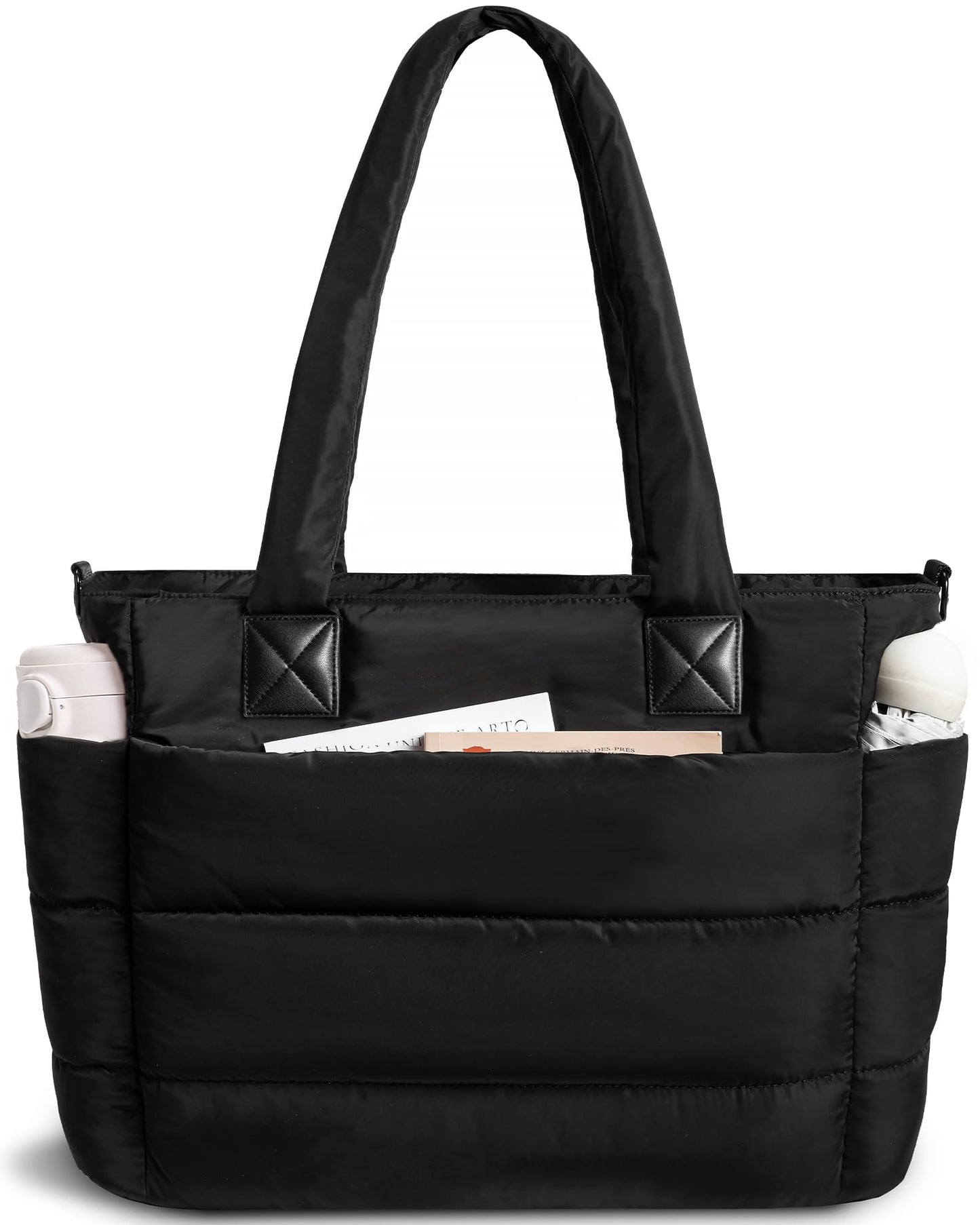 Puffer Tote Bag for Women Quilted Nurse Bag Lightweight Work Bag for Teacher Travel Handbag with Multiple Pockets