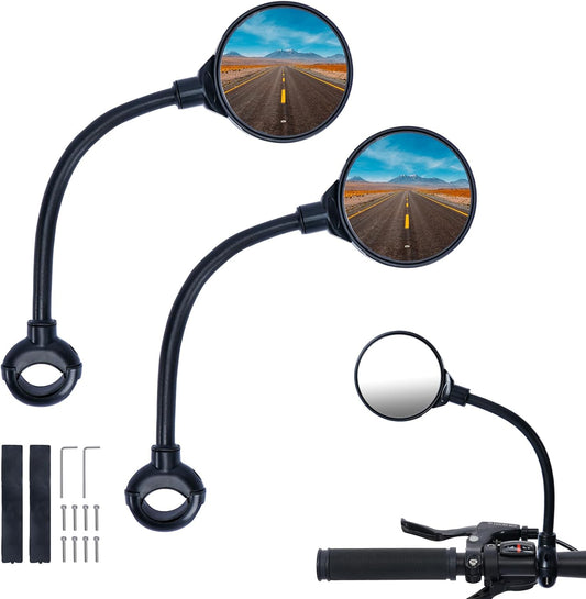 2 Pack Bicycle mirror,Bike Handlebar Mirrors – Adjustable Rearview Mirrors with Wide Angle for Safe Riding (Black-R)