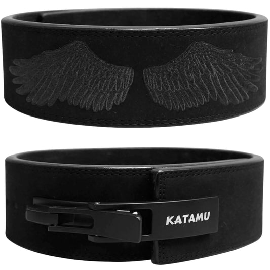 Katamu Wings Premium Weightlifting Belt - Lever Weightlifting Belt - Men and Womens Power Lifting Belt - Leather (Medium)