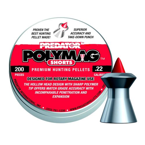 Predator Polymag 1011-01 Short Air Gun Pellets .22 Cal, 16 Grains, Short, 8G, 200ct
