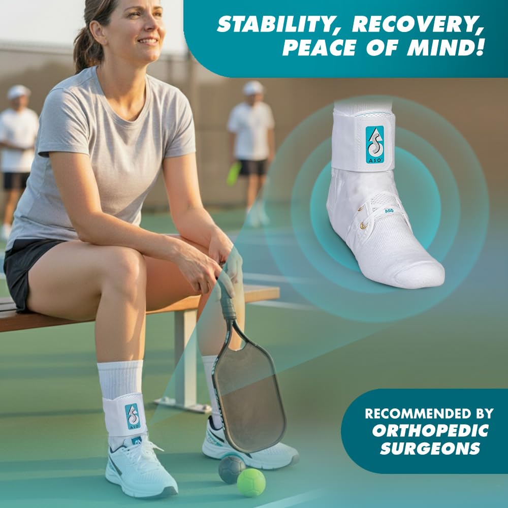 Med Spec ASO Ankle Stabilizer (Large, White) – Lace Up Ankle Brace for Ankle Sprain and Instability, Orthopedic Ankle Support for Men, Women, Adults, Teens and Kids, Sports Injury Recovery, 264005