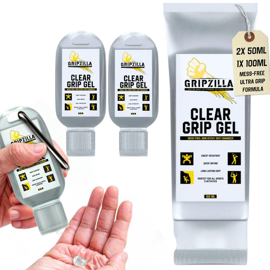 GRIPZILLA Liquid Chalk Kit Gym Chalk for Weight Lifting, Rock Climbing, Pole Grip, Bouldering, Powerlifting, Ball, Gymnastics, Sports, and Workout - Package May Vary (Clear Liquid Gel (50+50+100ml))