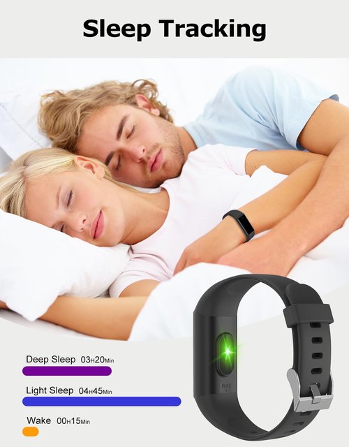 Cloudpoem Fitness Tracker, Fitness Watches for Women Men Pedometer Watch with 24/7 Heart Rate Monitor Sleep Tracker Step/Calorie Counter Stopwatch IP68 Waterproof Activity Trackers (Dark Black)