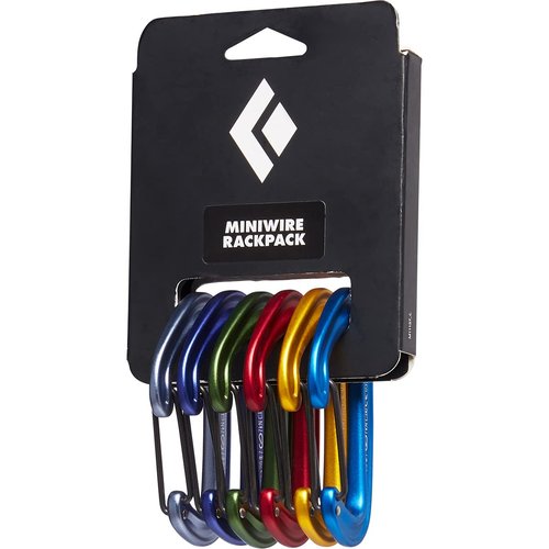 Black Diamond Miniwire Rackpack 6-Pack Set of Rock Climbing Wiregate Carabiners for Mountaineering, Camping, Hammock, Outdoors