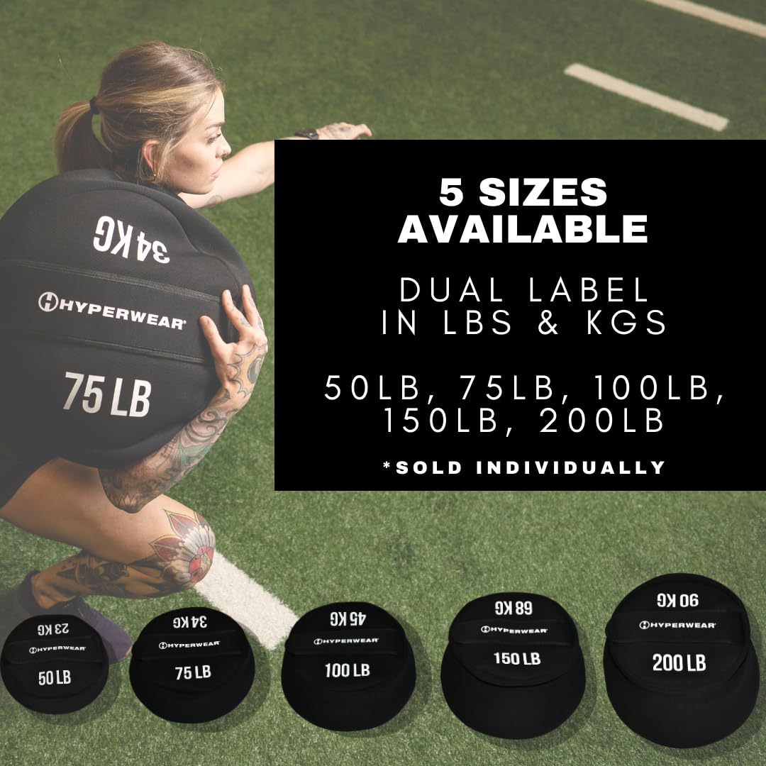 HYPERWEAR Boulder Strongman Sandbag (50 lbs) Heavy-Duty Neoprene Workout Bag for Strength & Full-Body Training