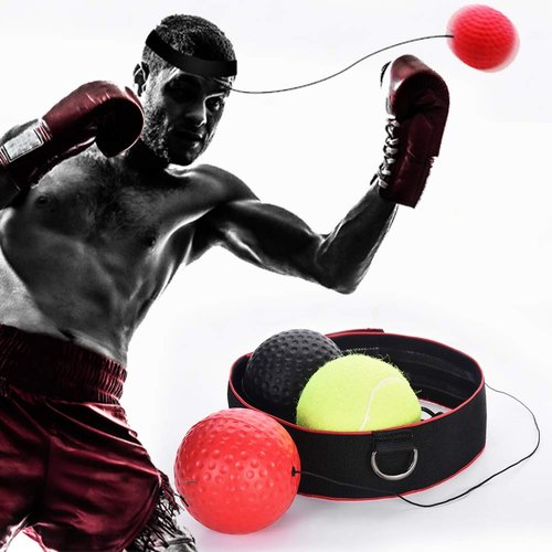 Boxing Ball Headband, Boxing Training Equipment with Adjustable Strap, Hand Eye Coordination Training | Ball | Box Bollen | Boxing Gear for Proficiency Improvement (Black)