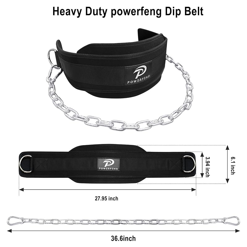 Weighted Dip Belt with Heavy-Duty Chain for Dips, Pull-Ups & Squats