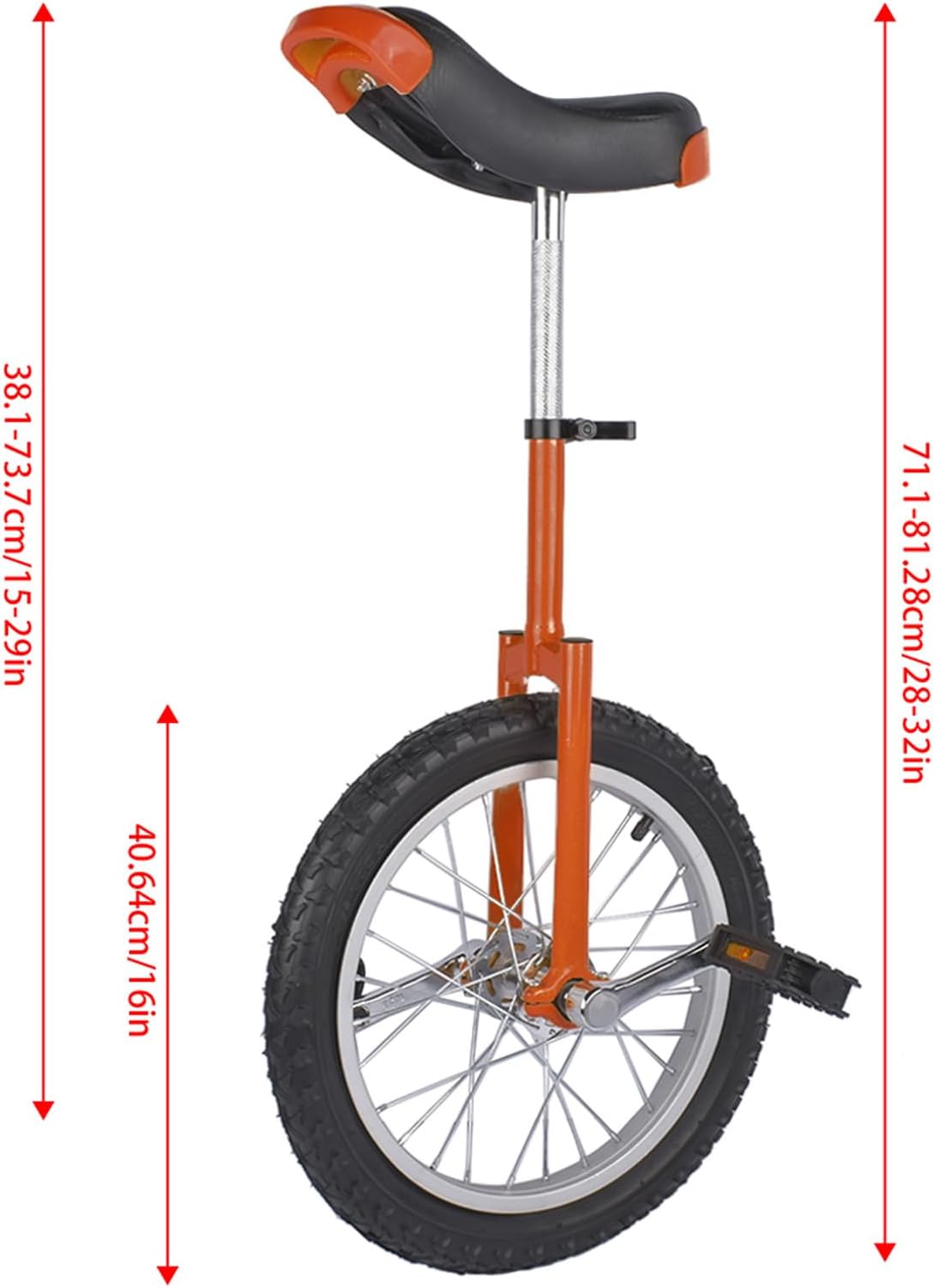 16 Inch Wheel Unicycle Balance Fitness Exercise Adult Kids Outdoor Sports Training Cycling Unicycle with Steel Rim,Mountain Tire Cycling Sports Exercise with Adjustable Seat(Silver)