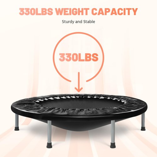 BCAN 38" Foldable Mini Trampoline Fitness Trampoline with Safety Pad,Rebounder Exercise Trampoline for Adults Indoor/Garden Workout,Max Load 300lbs