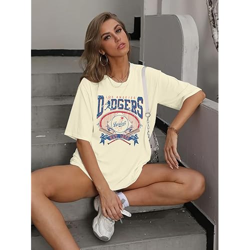 Baseball Shirts for Women Oversized Game Day Sports Fan Shirt Baseball Mama Casual Short Sleeve Tee