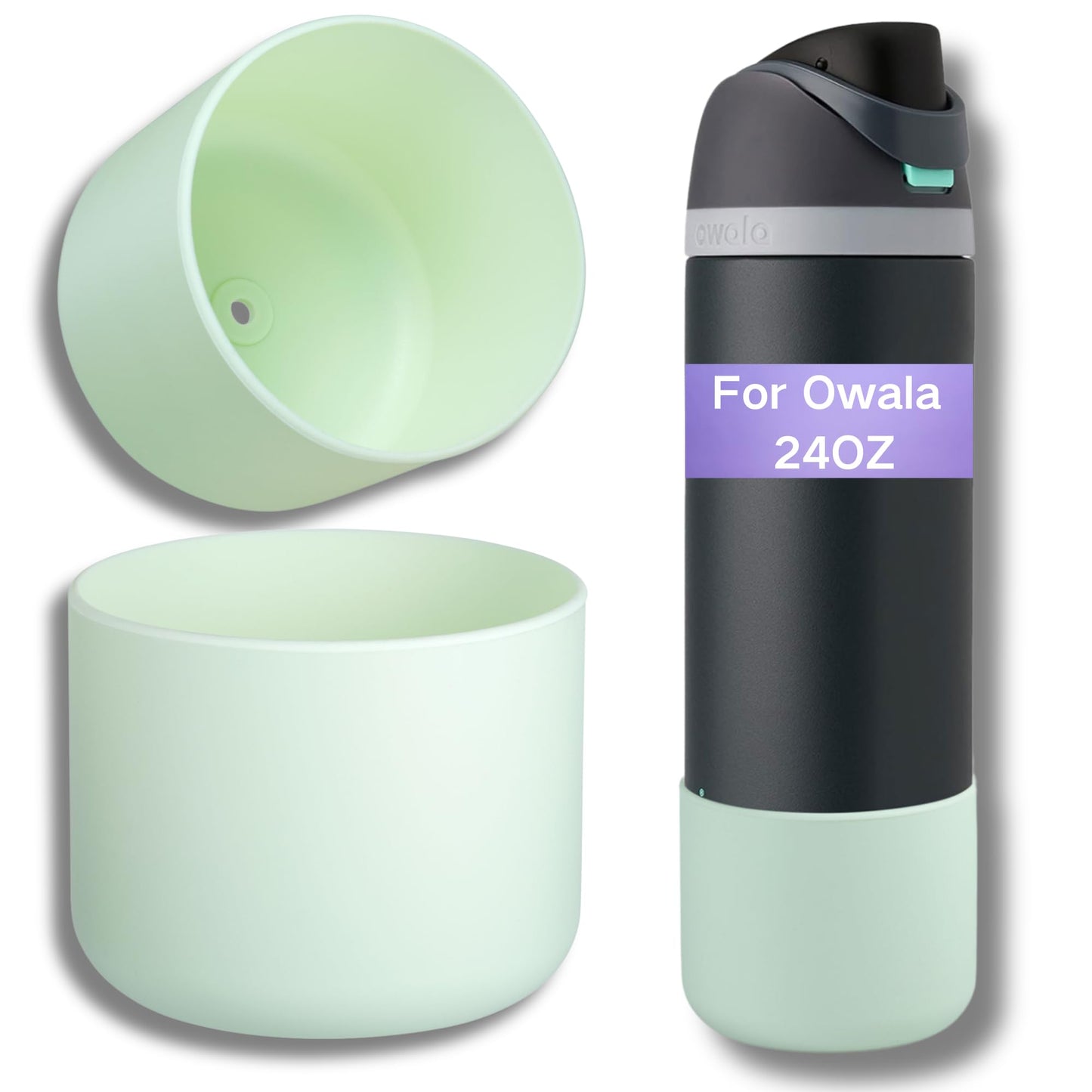 Silicone Boot for Owala 24 OZ Water Bottle, Boots for Owala 24OZ Bottle, Protective Sleeve Accessories, Anti-Slip Bottom Protector Bumper (Mint Green, 24 OZ)