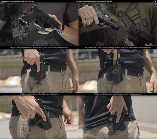 Evike Airsoft - EMG Matrix Hardshell Adjustable Holster for SAI BLU Series Airsoft Pistols (Color: Black/No Attachment)