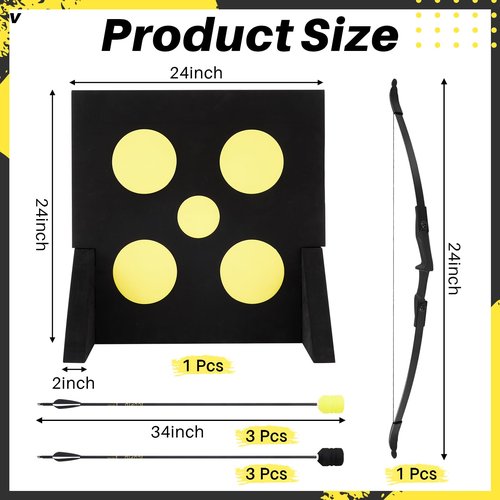 Silipull Bow and Arrow Set 8 Pcs Archery Bow Game Set with 6 Foam Tipped Arrows & 1 Pop Out Target for Safe Archery Combat LARP CS Shooting Outdoor Camping Bows for Adult from Beginner to Advanced