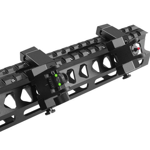 Fiber Optics Iron Sights, Low Profile 45 Degree Front and Rear Backup AR Sights, All Metal Construction Two Aperture Sight with Red and Green Dots for Picatinny and Weaver Rail