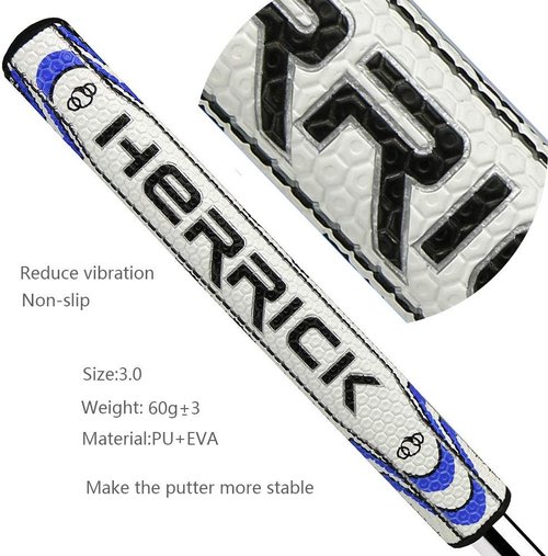 Golf Putter Grip for Mens PU Material Lightweight Portable Soft Many Color to Choose (Black-White) (Blue/white)