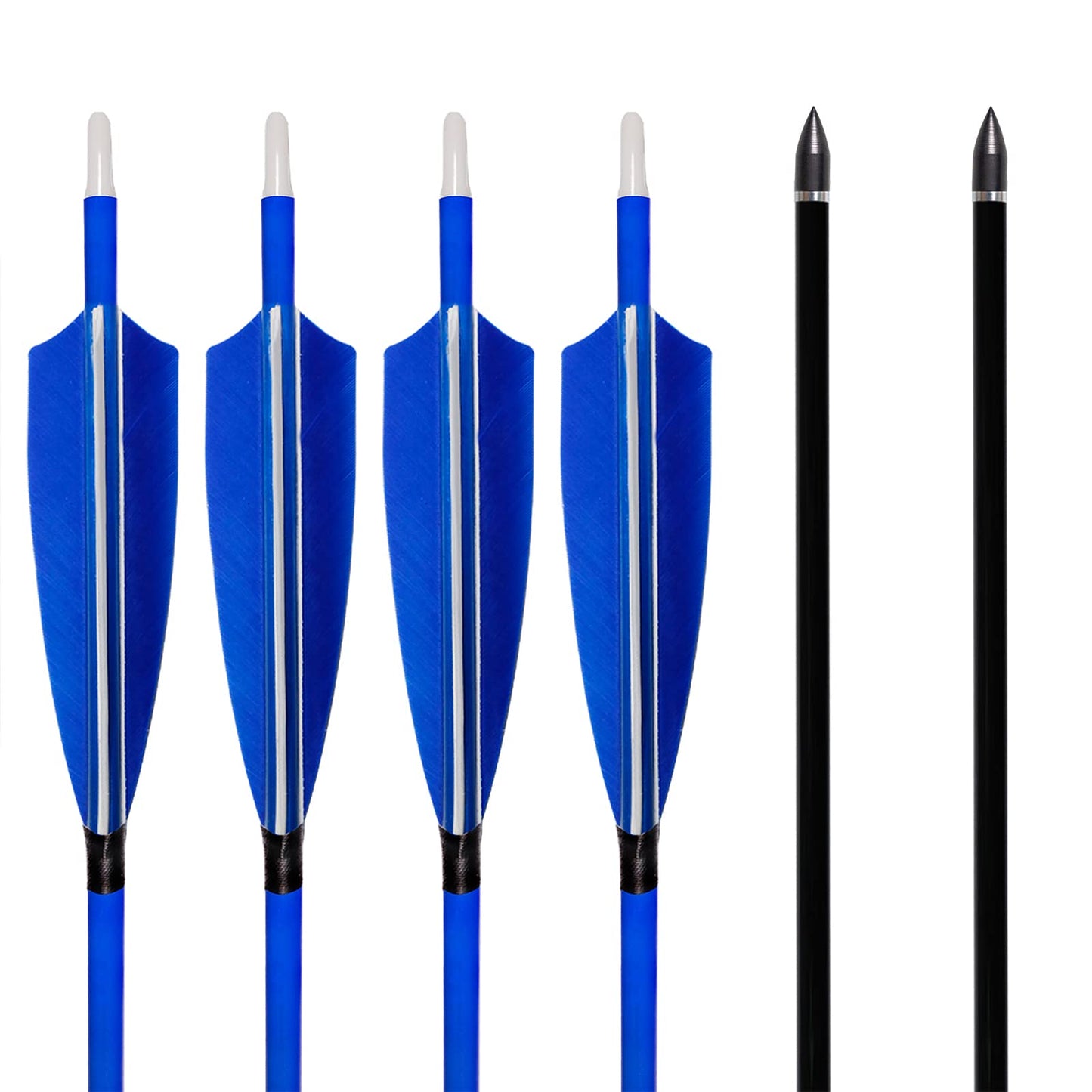 ARCHERY SHARLY 31Inch Carbon Hunting Arrow for Compound & Recurve Bow, Turkey Feather Fletching Targeting Practice Arrows with Removable Tips Blue White (Pack of 6)